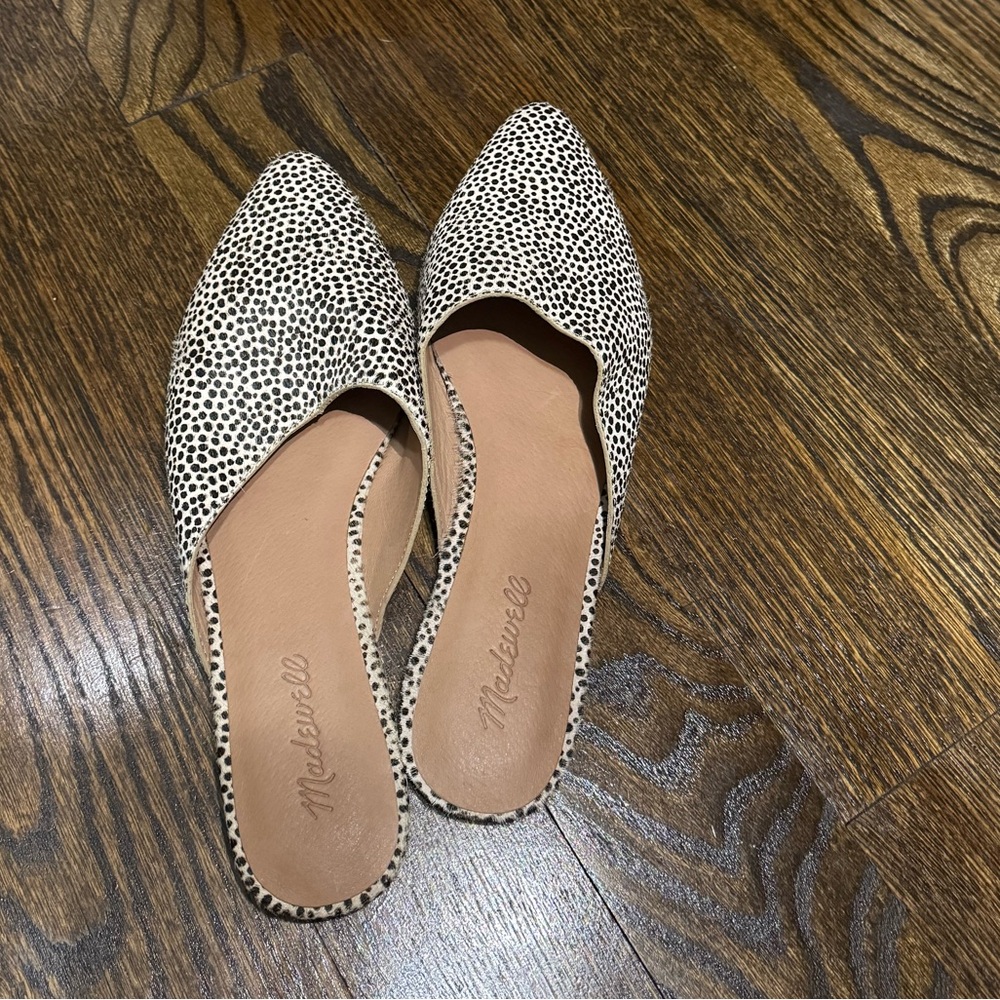 Madewell Remi Womens Flats Mules Calf
Hair Spot Pointed Toe Slip On Shoes Sz 9